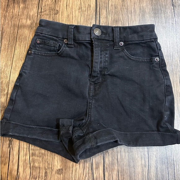 American Eagle Next Level Stretch Black Denim Shorts Size 00 - Picture 1 of 3